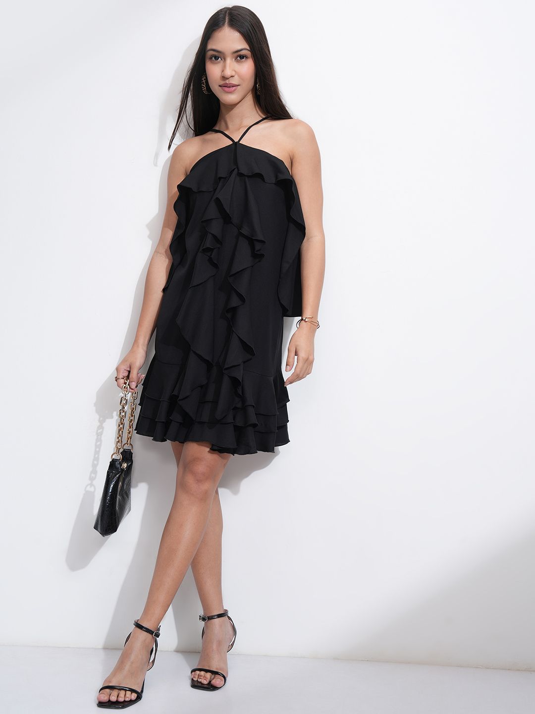 Tokyo Talkies Women Printed Full Sleeve Mini Wrap Dress