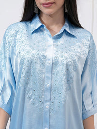 Vishudh Women Embroidered Tunic With Regular Pants Co-Ord Set