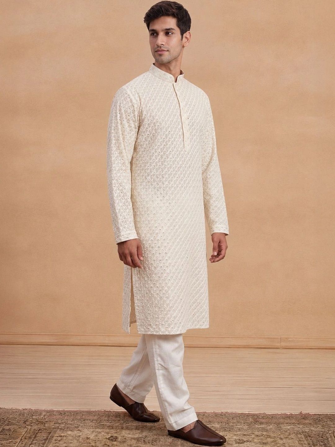 Rumah Chikankari Lelaki Sulam Kurta Chikankari