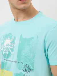 SPYKAR Men Typography Printed Round Neck Cotton Slim Fit T-shirt