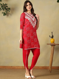 Mamicha Women Ethnic Motifs Printed Regular Thread Work Kurti with Dhoti Pants