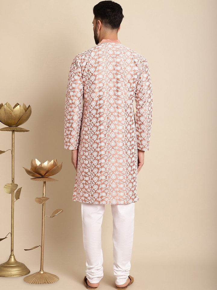 Anouk Floral Embroidered Band Collar Regular Kurta with Churidar