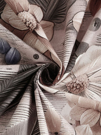 KLOTTHE Brown & Beige Floral Printed Dilengkapi 300 TC King 7D Cadar Dengan 2 Sarung Bantal