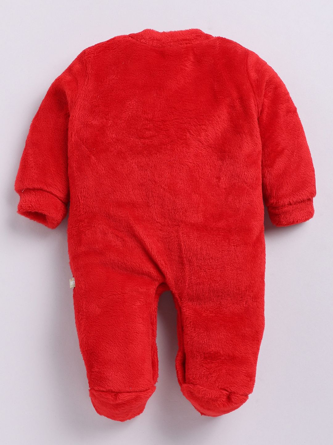 Moms Love Infant Girls Cotton Faux Fur Embroidered Sleepsuit