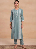House of Chikankari Women Ethnic Motifs Embroidered Regular Thread Work Kurta with Trousers