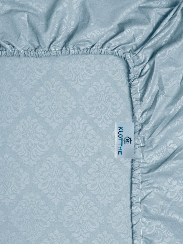 KLOTTHE Sky Blue Timbul Dilengkapi 300 TC Cadar King & 2 Sarung Bantal- 2.5 m x 2.25 m