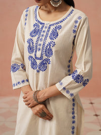 Rumah Wanita Chikankari Sulam Kurta Chikankari