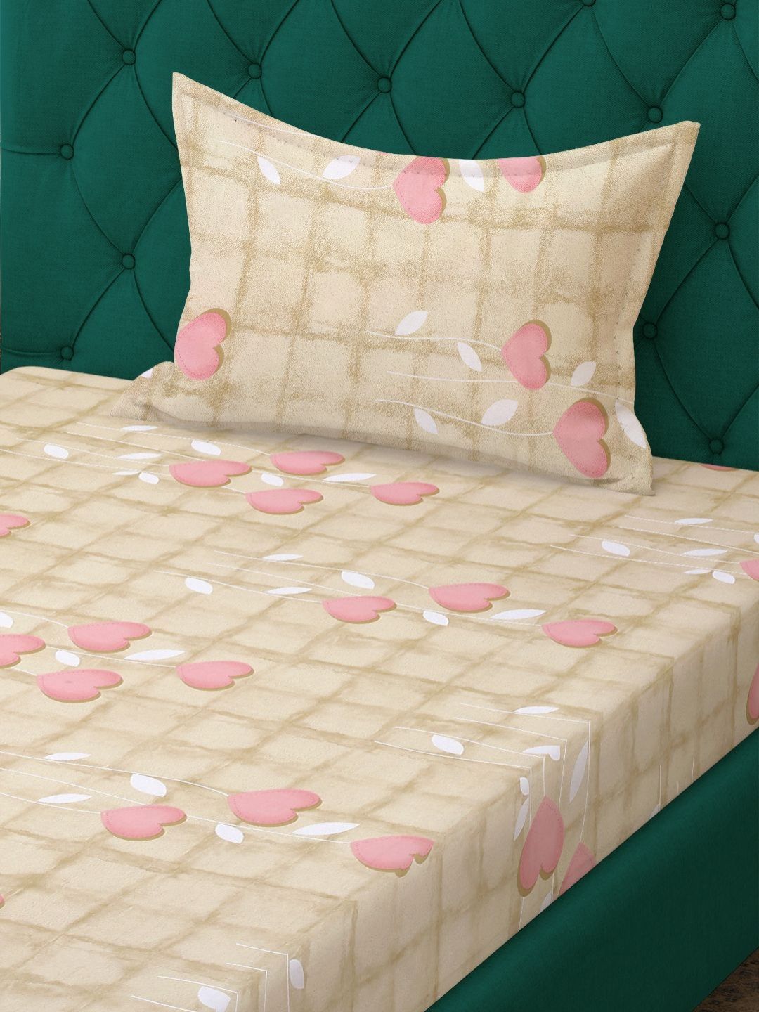Myntra Elegant Homes Pink 400 TC Pure Cotton Set Cadar Dipasang Single 2.25m x 1.5m