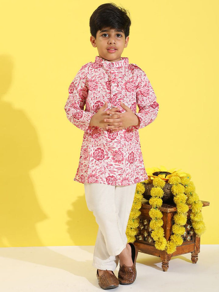Cutiekins Boys Floral Printed Kurta with Pyjama