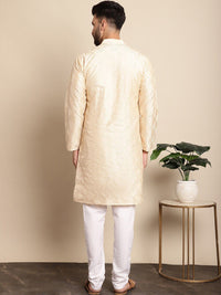 Anouk Geometric Embroidered Dupion Silk Kurta with Pyjamas