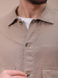 The Indian Garage Co Men Regular Fit Solid Double Flap Pocket Resortwear Overshirt