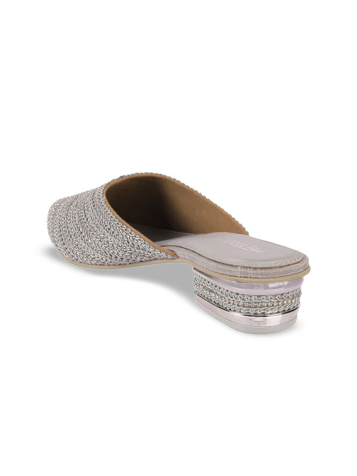 Metro Women Round Toe Block Mules Heels