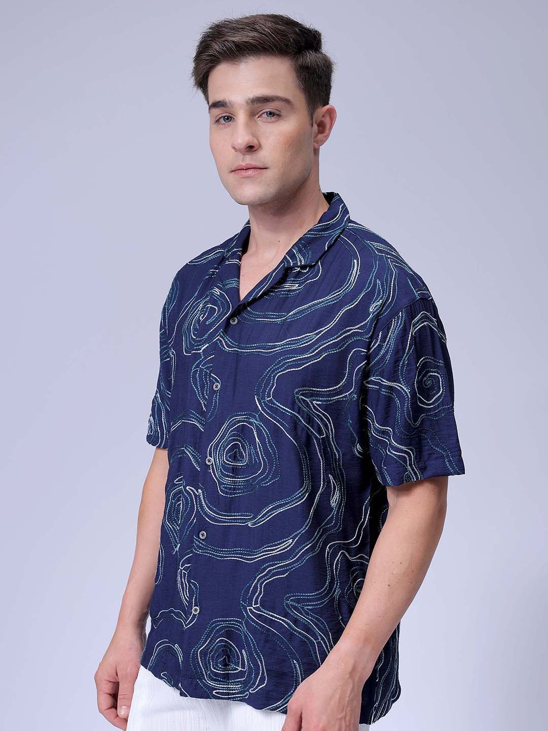The Indian Garage Co Men Relaxed Fit Embroidery Resortwear Shirt