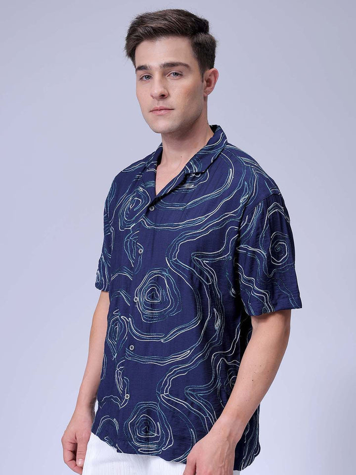 The Indian Garage Co Men Relaxed Fit Embroidery Resortwear Shirt