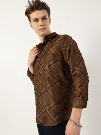 Thomas Scott Men Premium Spread Collar Textured Slim Fit Casual Shirt