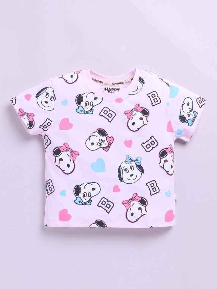 Happy Faces Girls Peanuts Printed Pure Cotton T-shirt