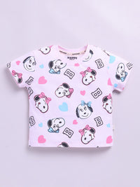 Happy Faces Girls Peanuts Printed Pure Cotton T-shirt