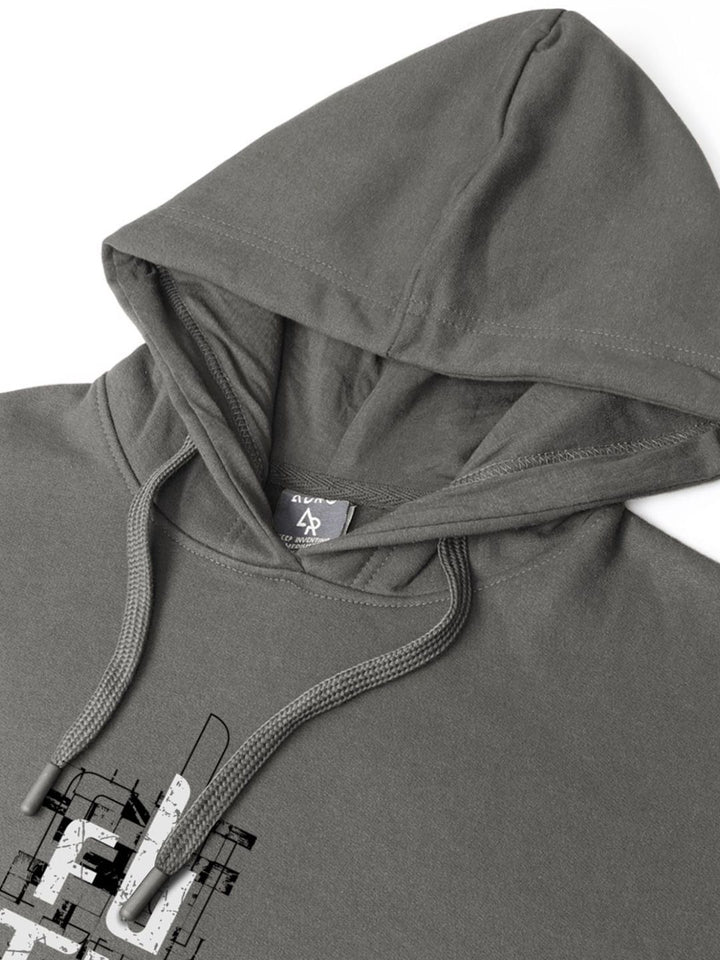 ADRO Men Cotton Graphic Printed Long Sleeves Hooded Sweatshirt