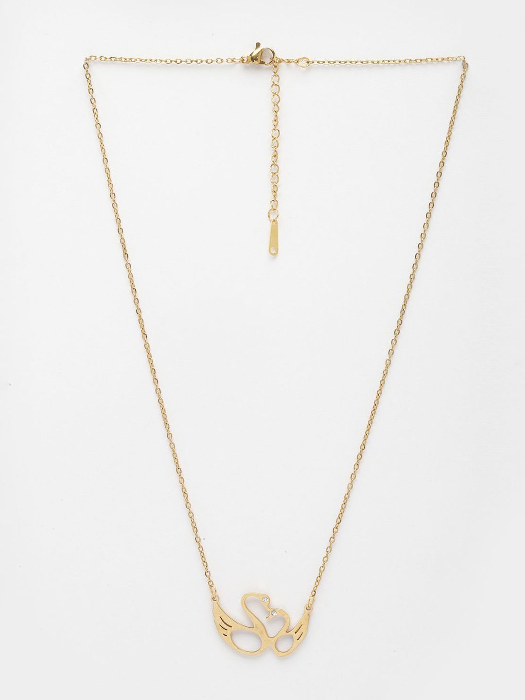 DressBerry Bersalut Emas CZ Loket Minimal Love Birds Dengan Rantaian
