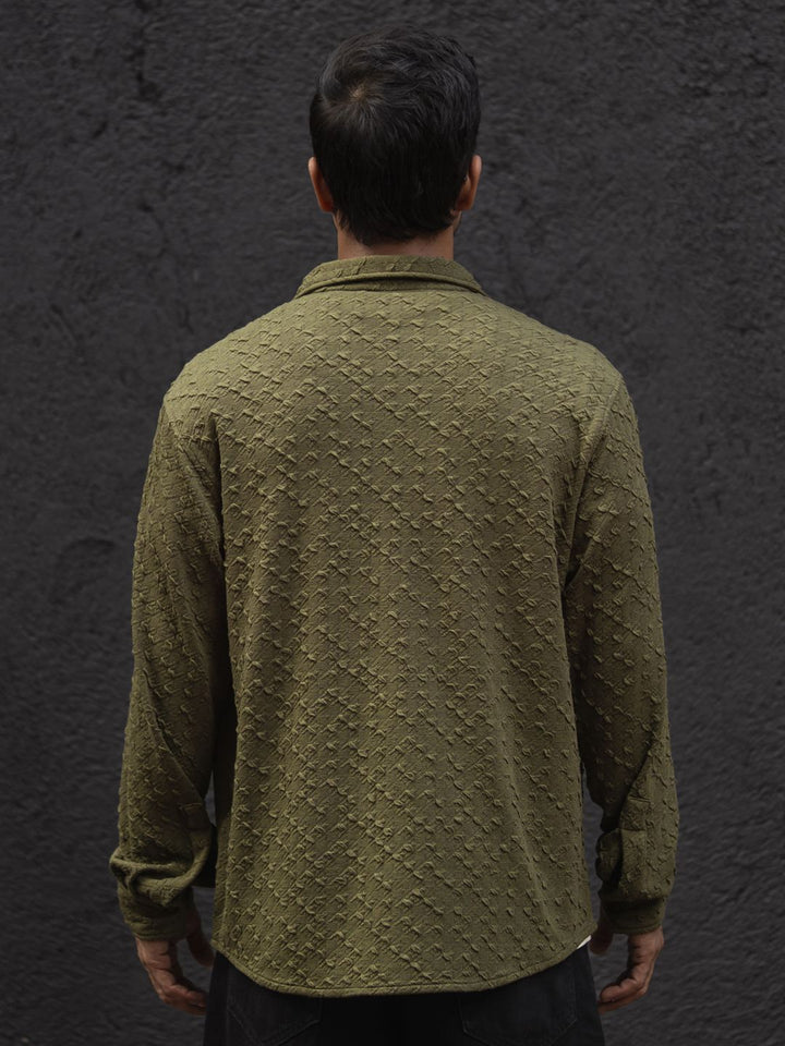 Powerlook Men Spread Collar Textured Relaxed Fit Casual Shirt