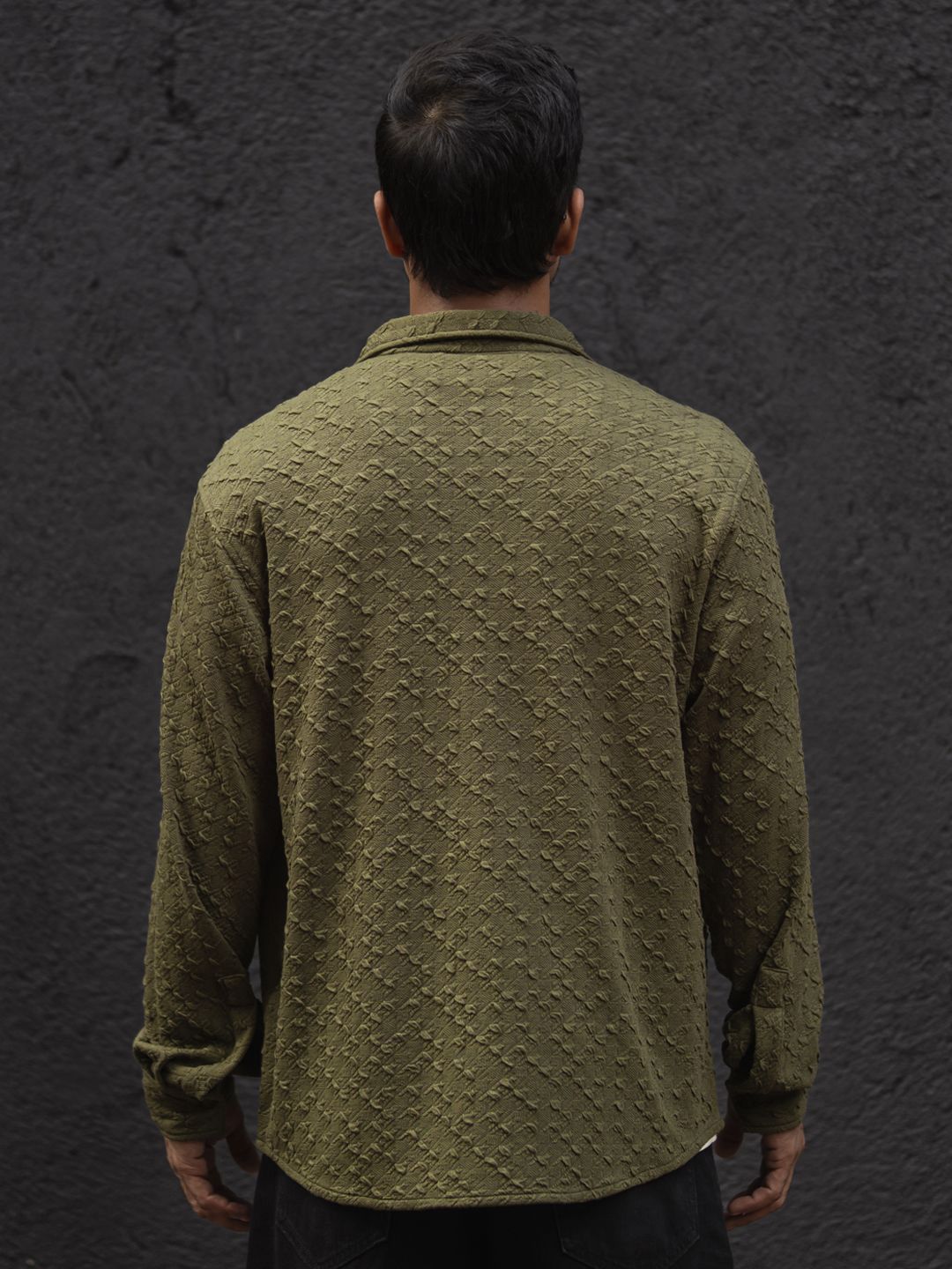 Powerlook Men Spread Collar Textured Relaxed Fit Casual Shirt