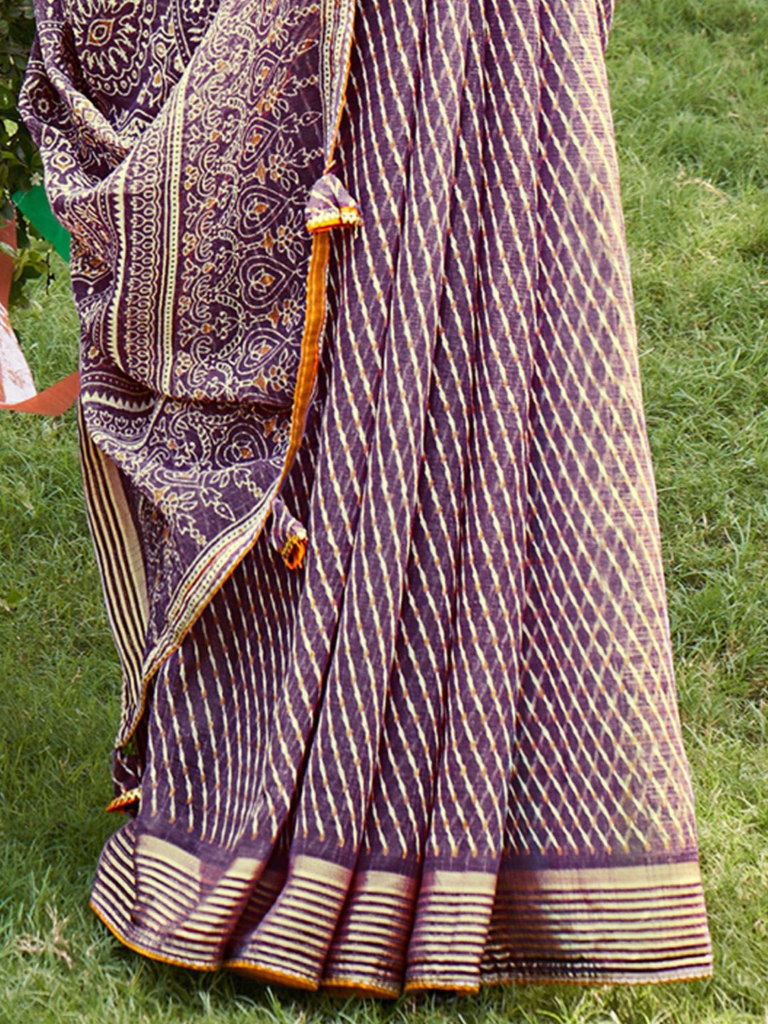 Saree mall Striped Poly Chiffon Sarees