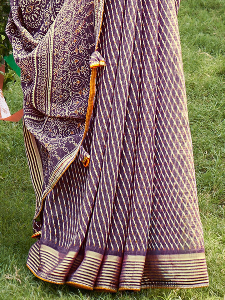 Saree mall Striped Poly Chiffon Sarees
