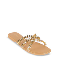 Metro Women Textured Open Toe Flats