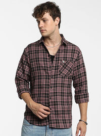 Campus Sutra Men Comfort Spread Collar Tartan Checked Polycotton Casual Shirt