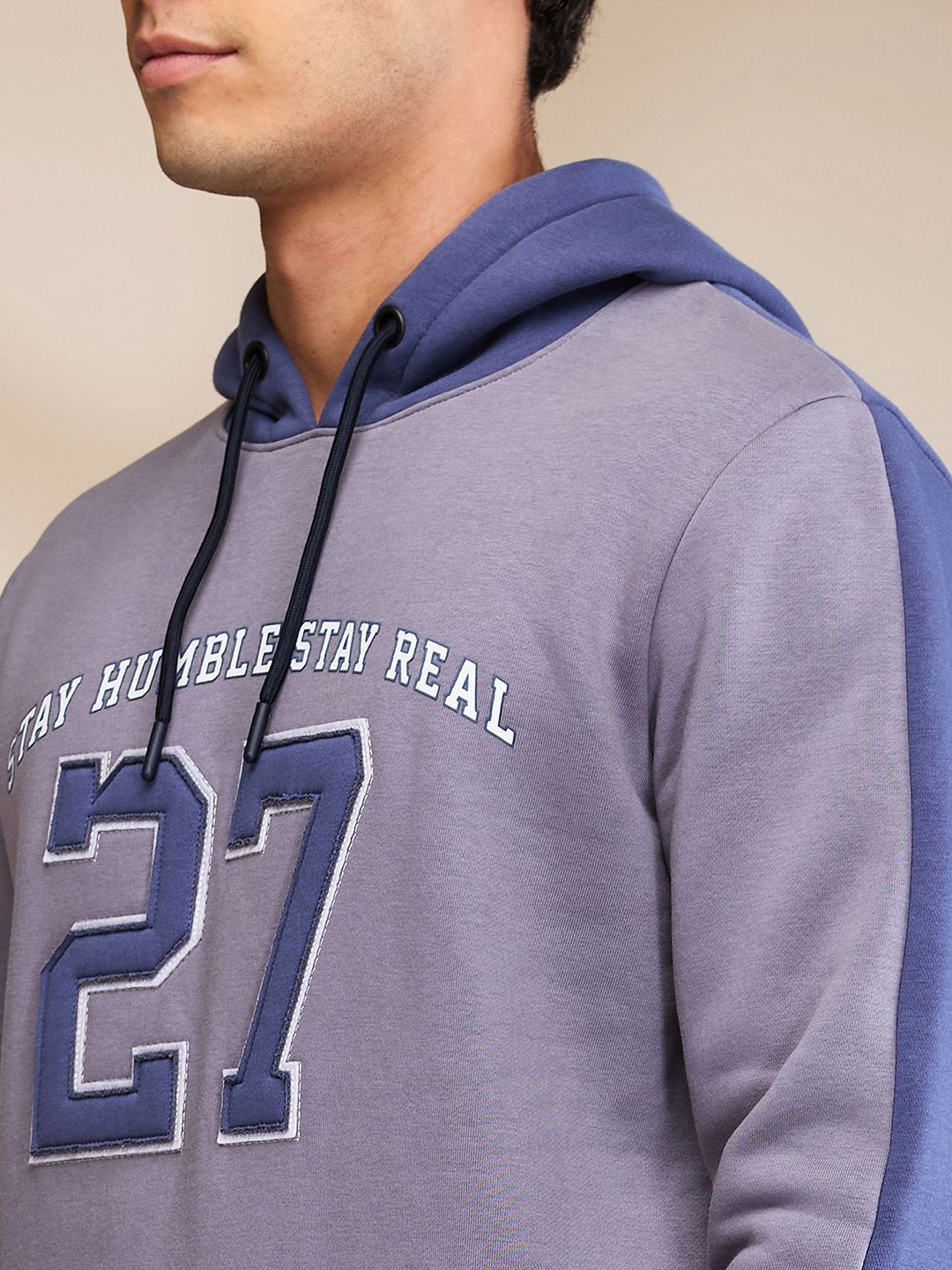 Being Human Men Cotton Hooded Neck Long Sleeves Sweatshirts with Patchwork