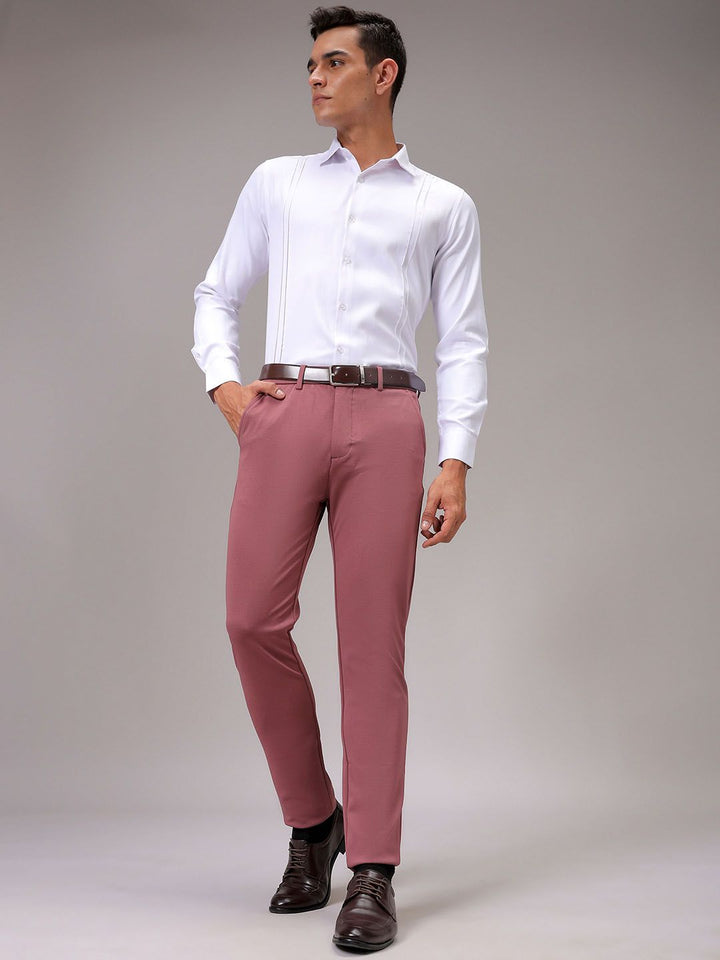 The Indian Garage Co. X Luxe Men Textured Slim Fit Chinos Trousers