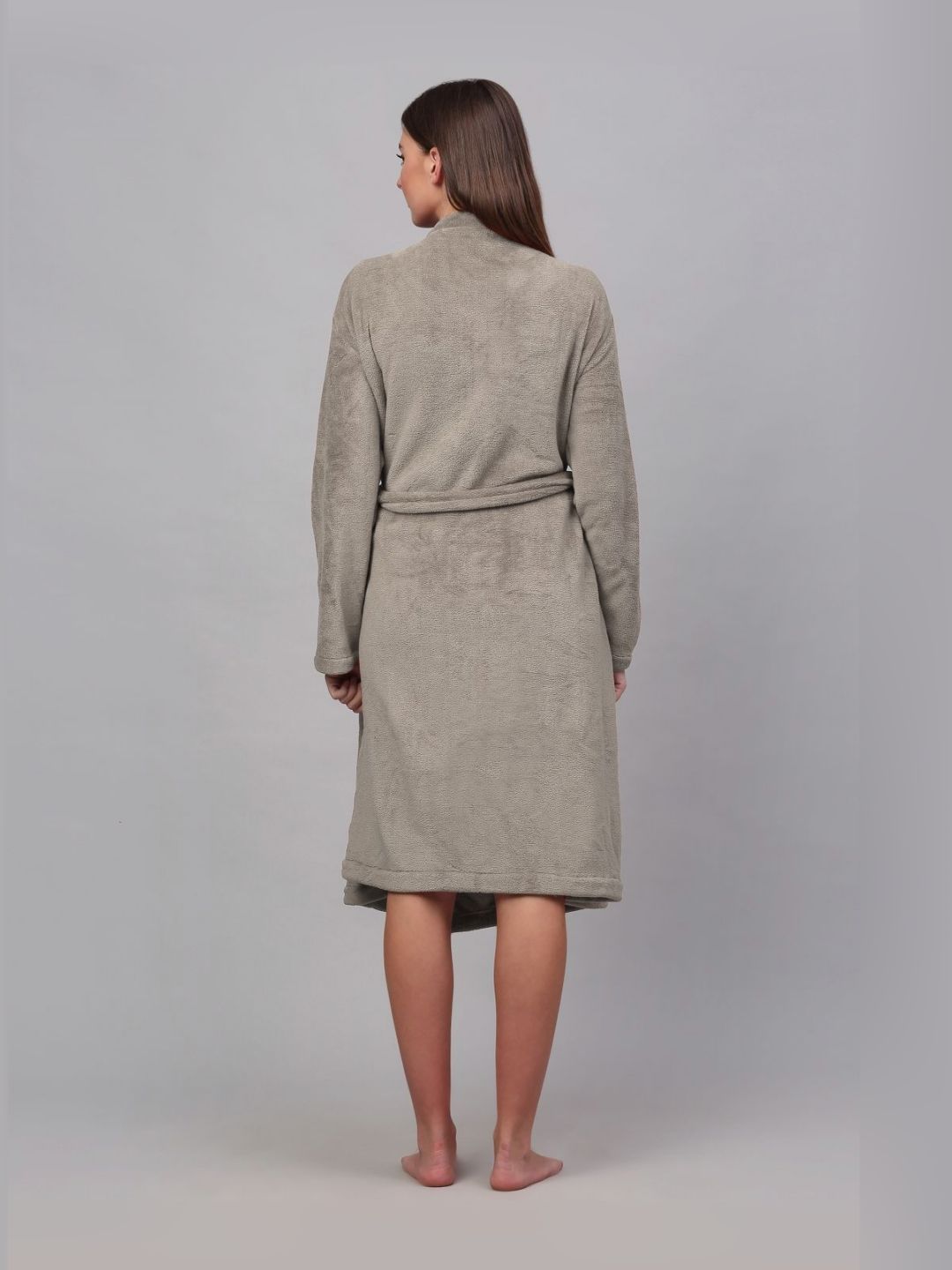 KLOTTHE Woollen Long Sleeves Bath Robe With Belt
