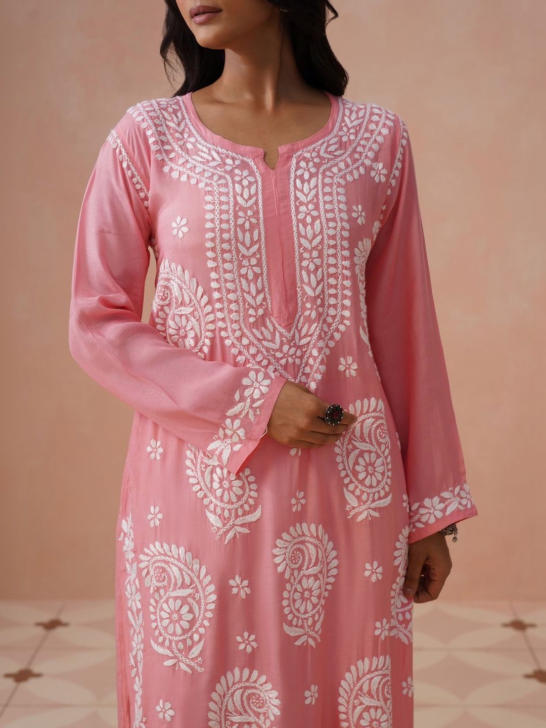 House of Chikankari Women Embroidered Chikankari Indie Prints Kurta
