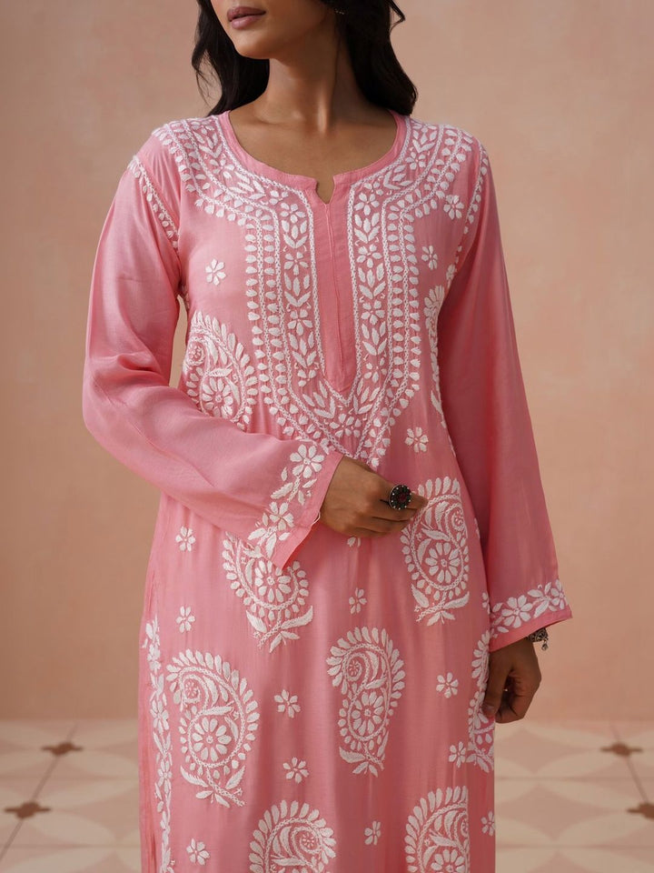 Rumah Chikankari Wanita Sulam Chikankari Cetakan Indie Kurta