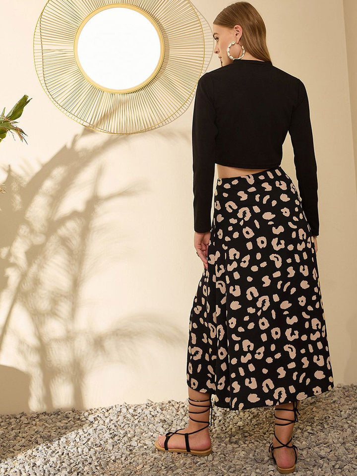 Berrylush High Neck Top & Printed Skirt