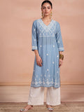 House of Chikankari Women Ethnic Motifs Embroidered Thread Work Chanderi Silk Kurta