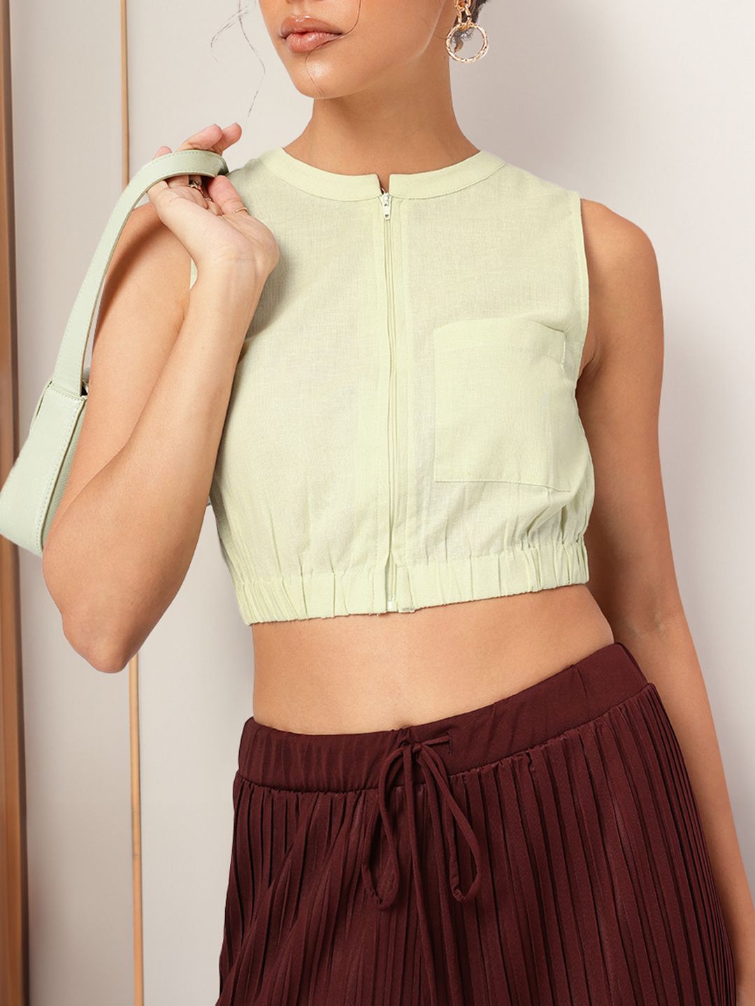 DressBerry Endless Summer Essential Cotton Linen Blouson Crop Top