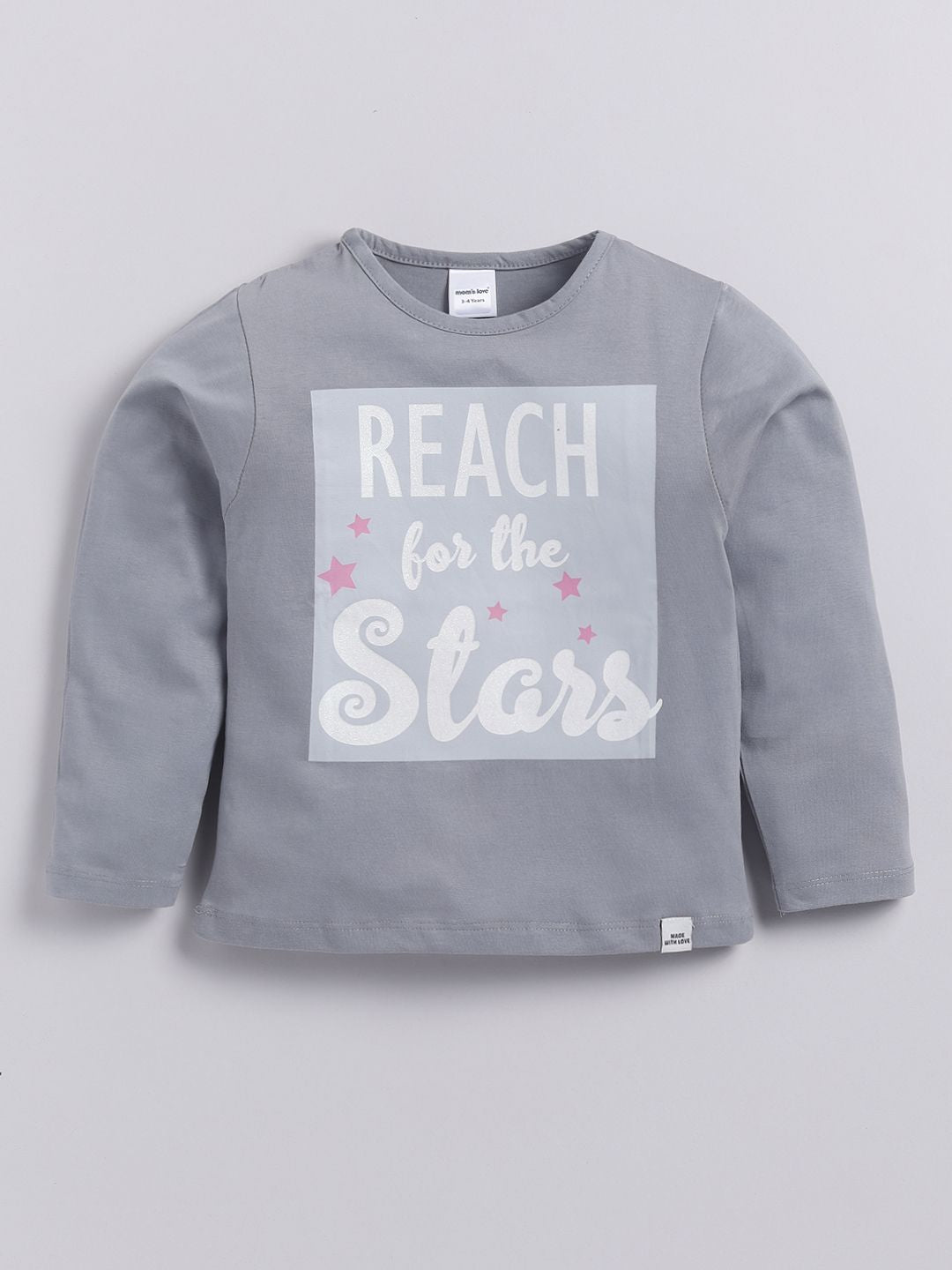 Moms Love Girls Graphic Printed Full Sleeves T-shirt With Joggers