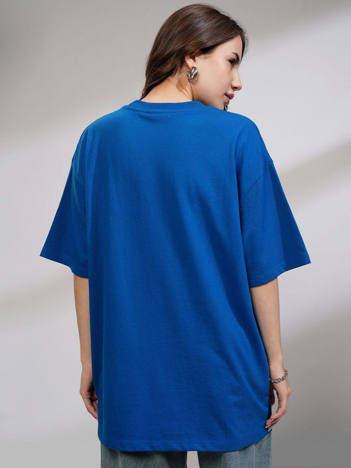 Street By Tokyo Talkies  Women Oversized Chest Printed T-Shirt