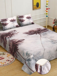 Myntra Elegant Homes Off White Floral 300 TC Bedsheet with 2 Pillow Covers