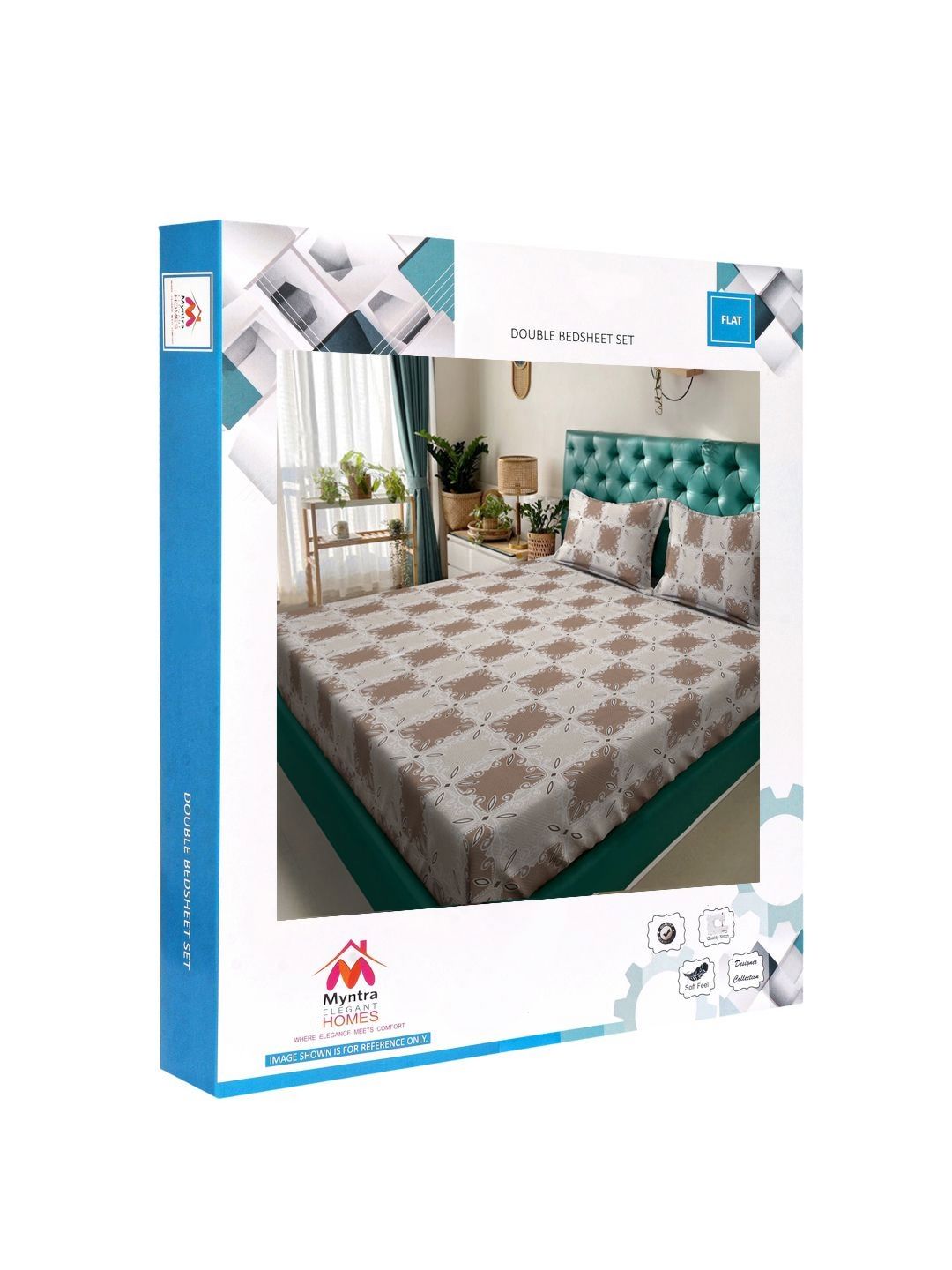 Myntra Elegant Homes Brown Floral Pure Cotton 400 TC King Superfine Bedsheet with 2 Pillow Covers-98 x 89 inches