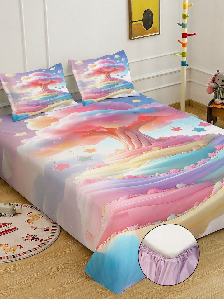 KLOTTHE Multi Floral Printed 400 TC King Superfine Bedsheets