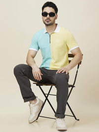 Being Human Men Colourblocked Polo Collar Slim Fit T-shirt