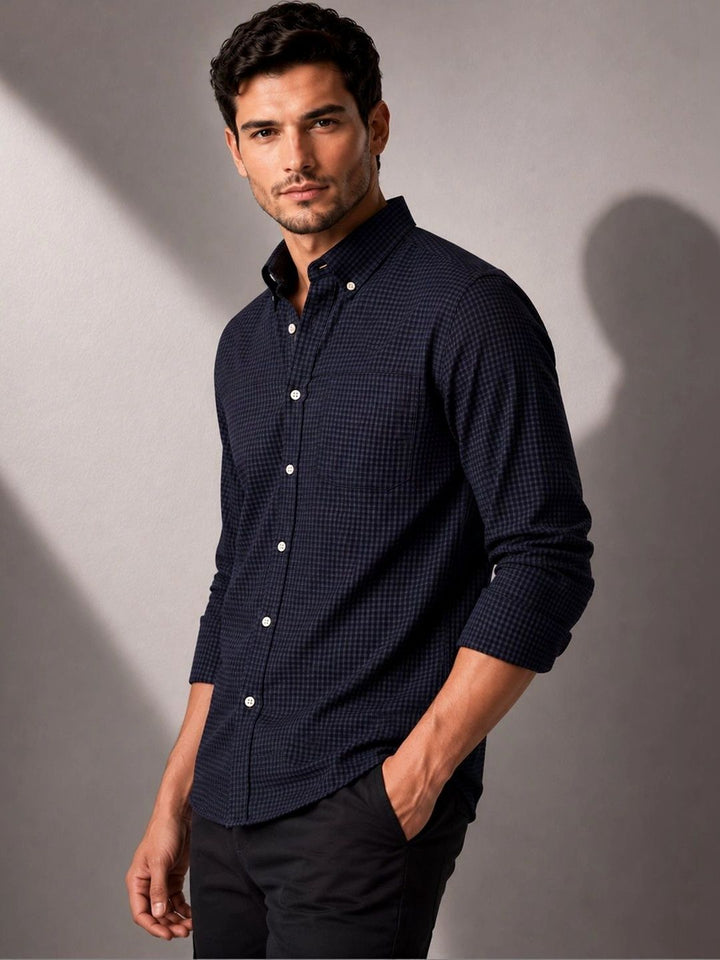 ADRO Men Standard Micro Checks Checked Semiformal Shirt