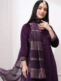 Vishudh Women Ethnic Motifs Embroidered Regular Kurta with Trousers & With Dupatta