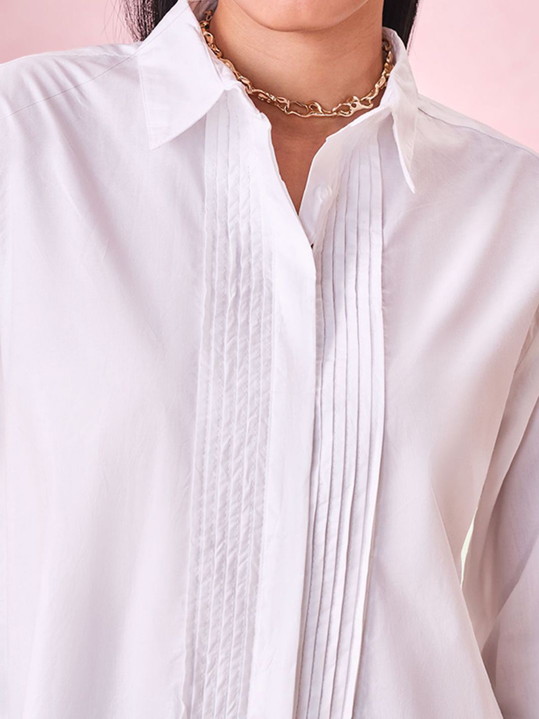AND Women Shirt Collar Cotton Top