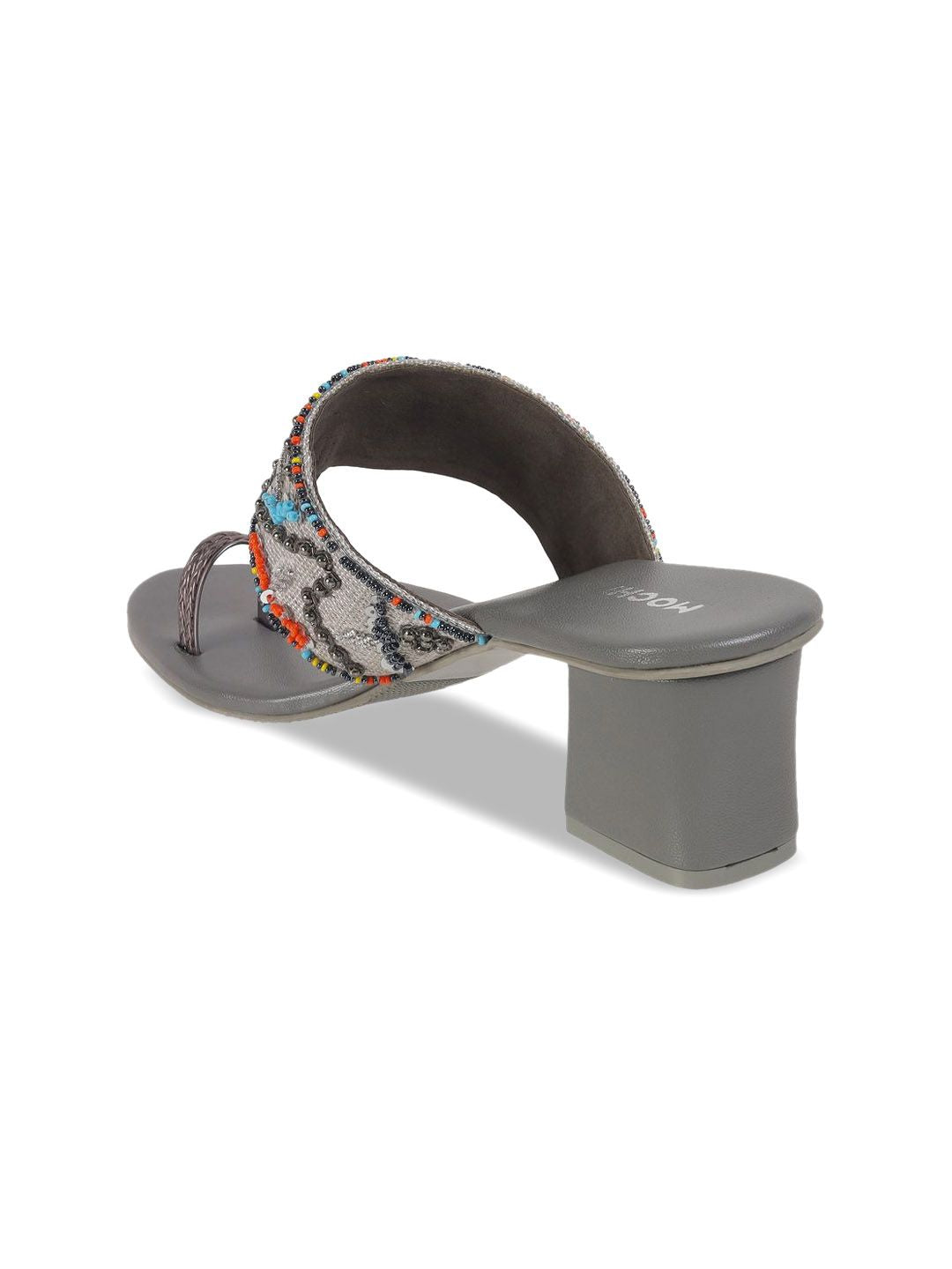Mochi Women Printed Open Toe Block Heel Sandals
