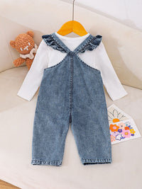 YK Infant Girls Applique Cotton Dungaree