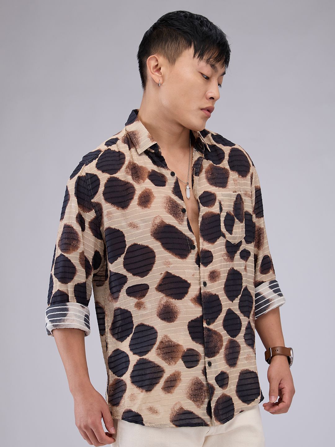 VASTRADO Men Classic Slim Fit Opaque Printed Casual Shirt