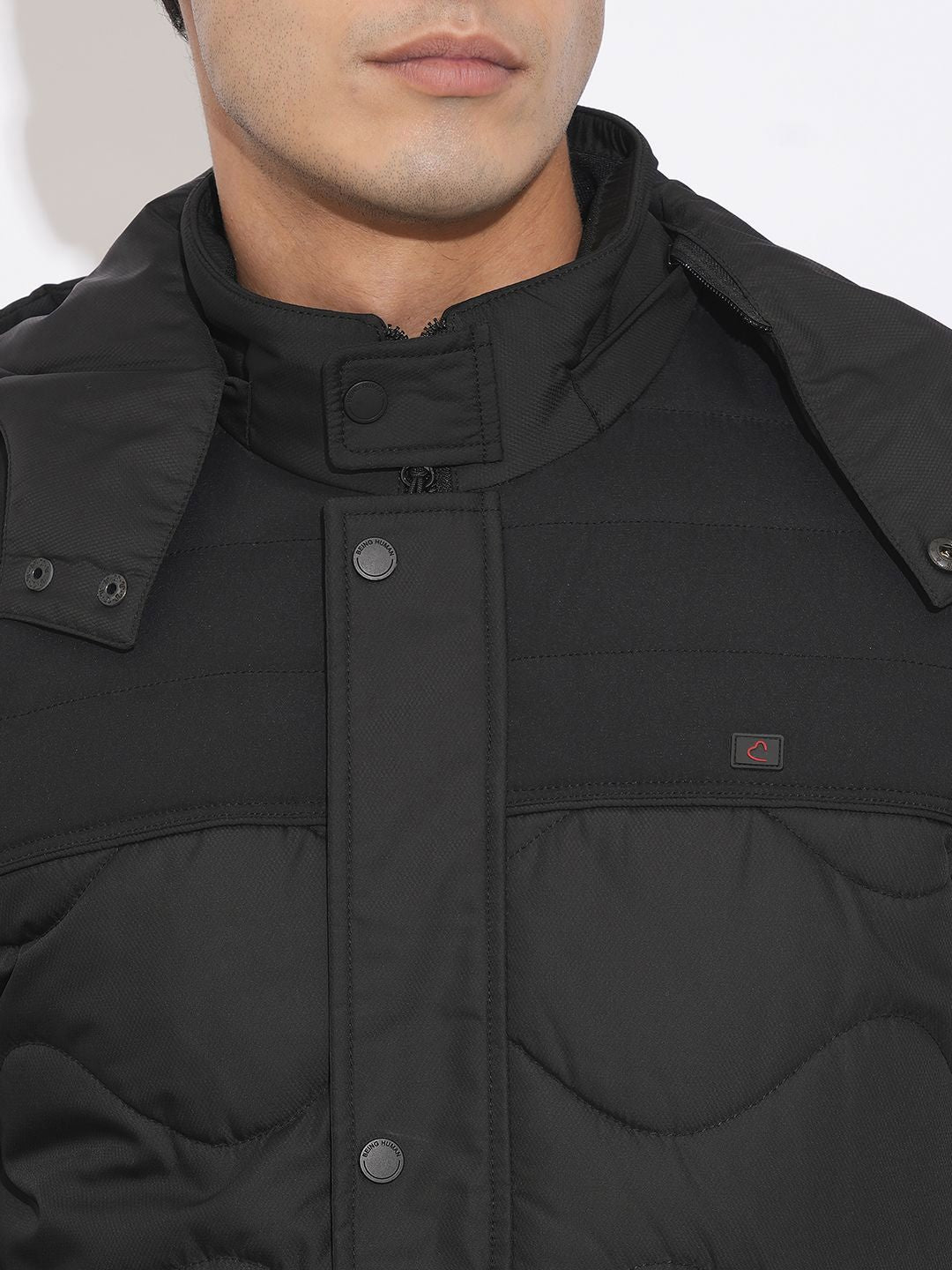 Being Human Men Cotton Black Long Sleeves Quilted Jacket